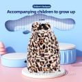 Leopard printed plush children's backpack